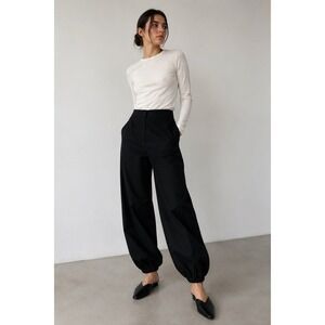 J.W. Anderson Black Cotton Cocoon Jogger Trousers‎ Minimalist Pants Sz 8